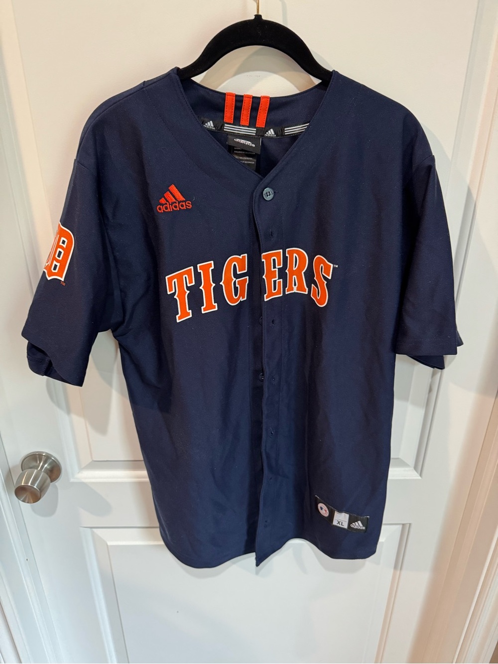 adidas Navy Jersey with Orange Tigers Script
